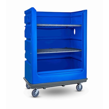 R&B Wire Products Polyethylene/Steel Poly Turnabout Bumper Truck, 2 Shelves, 2000 lb, Blue 747B/PTB